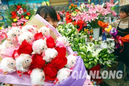 北京：“喜羊羊”玫瑰花束熱賣(圖)
